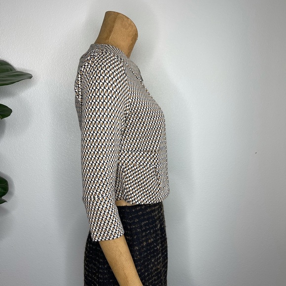 Diane Von Furstenberg Sz 6 Collarless Jacket 3/4 Sleeves Zip Front - Picture 7 of 10